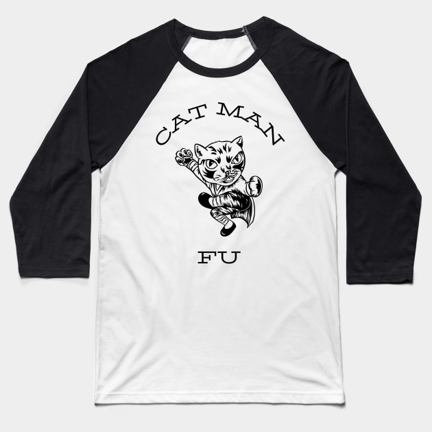 Cat man fu Baseball T-Shirt by Rickido